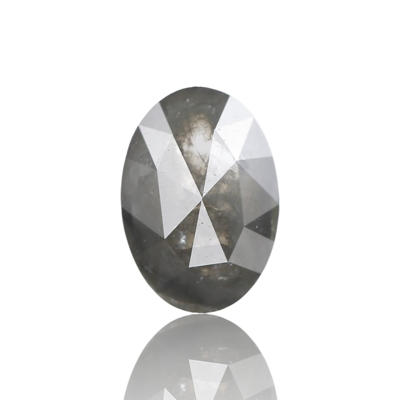 1.04 Ct. Oval Rose Cut Salt and Pepper Fancy Gray Natural Diamond 7.90 mm