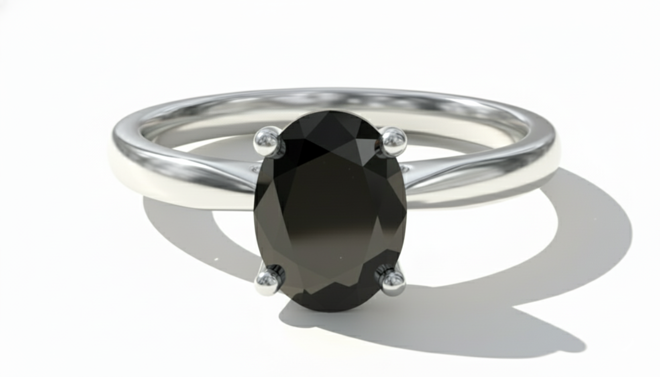 Oval Shape Black Color Diamond Engagement Ring