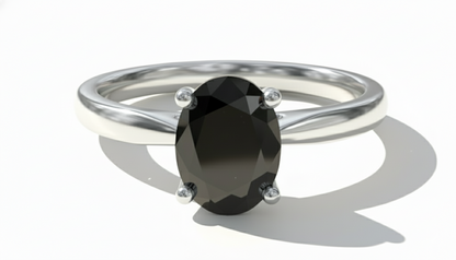 Oval Shape Black Color Diamond Engagement Ring