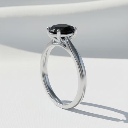Oval Shape Black Color Diamond Engagement Ring
