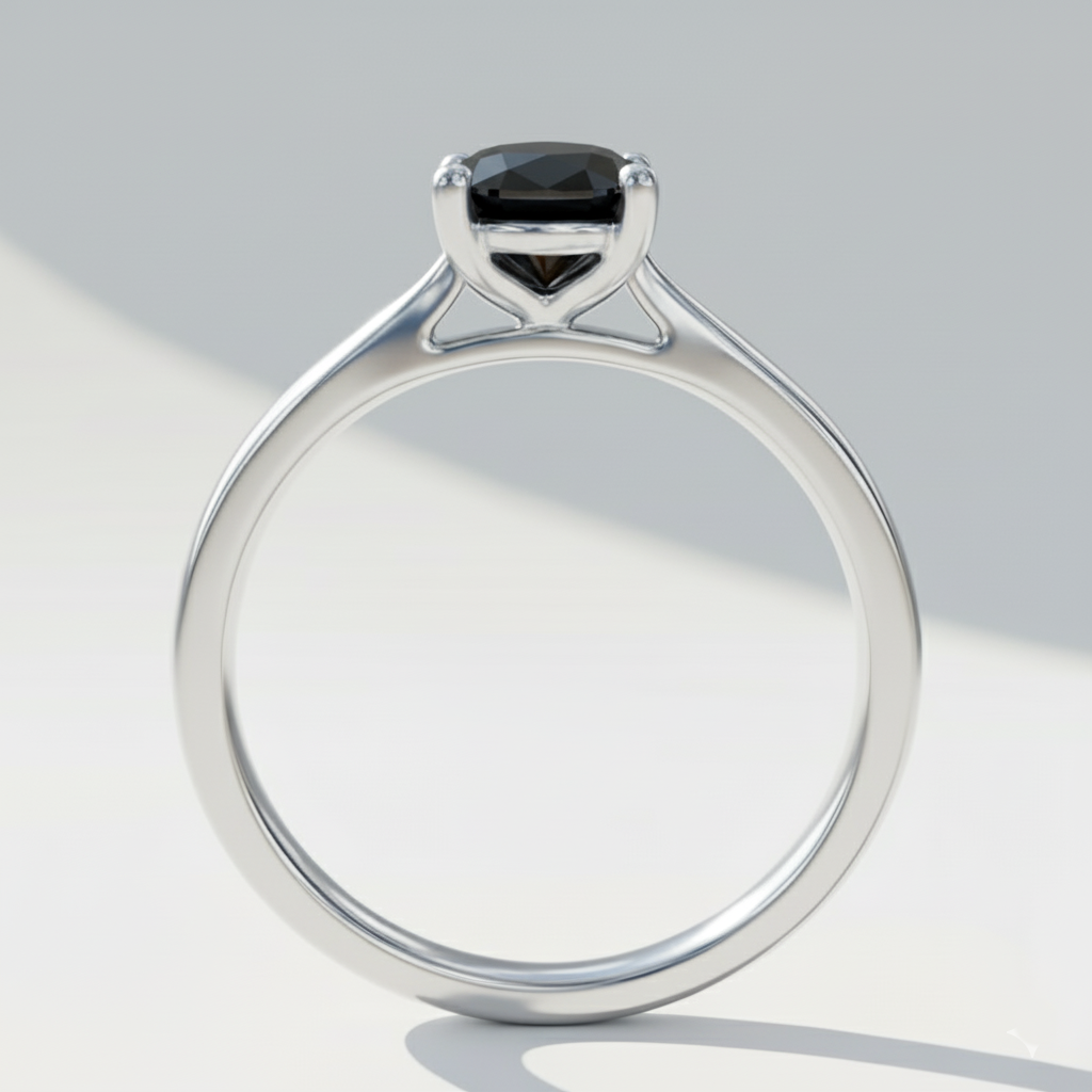 Oval Shape Black Color Diamond Engagement Ring