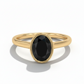 Oval Shape Black Color Diamond Bezel Set Solitaire Engagement Ring