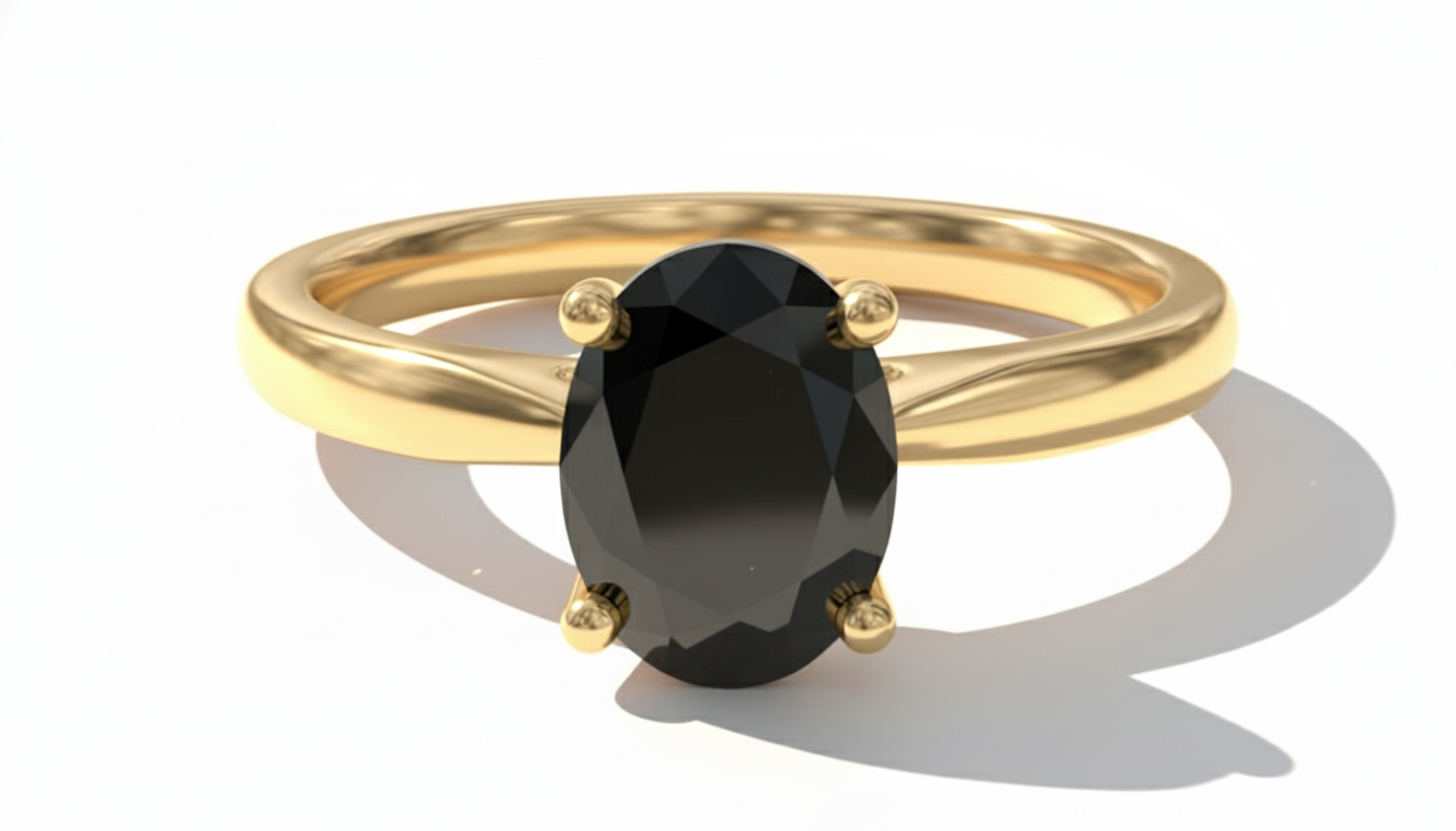 Oval Shape Black Color Diamond Engagement Ring
