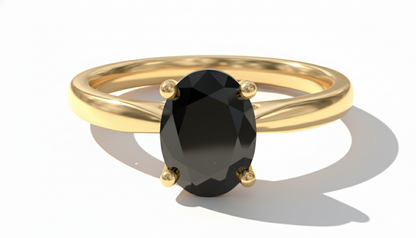 Oval Shape Black Color Diamond Engagement Ring