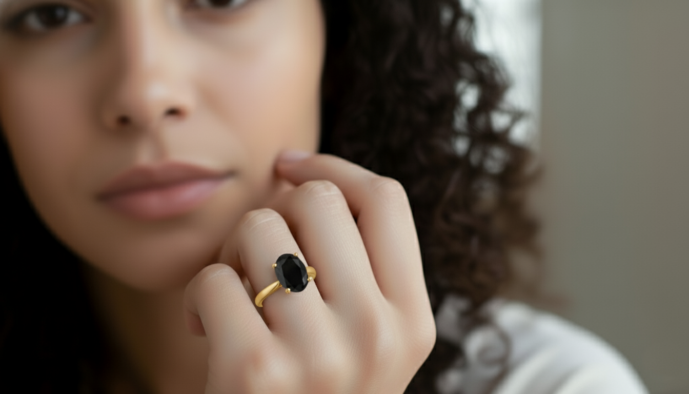 Oval Shape Black Color Diamond Engagement Ring