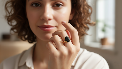 Oval Shape Black Color Diamond Prong Set Solitaire Engagement Ring