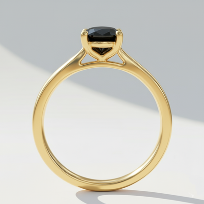 Oval Shape Black Color Diamond Engagement Ring