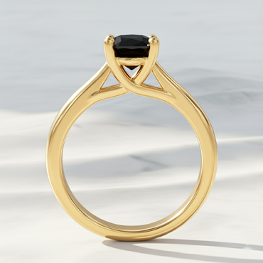 Oval Shape Black Color Diamond Prong Set Solitaire Engagement Ring