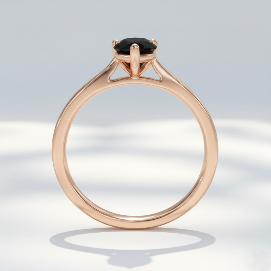 Pear Shape Black Color Prong Set Diamond Engagement Ring