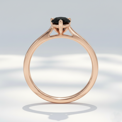 Pear Shape Black Color Prong Set Diamond Engagement Ring