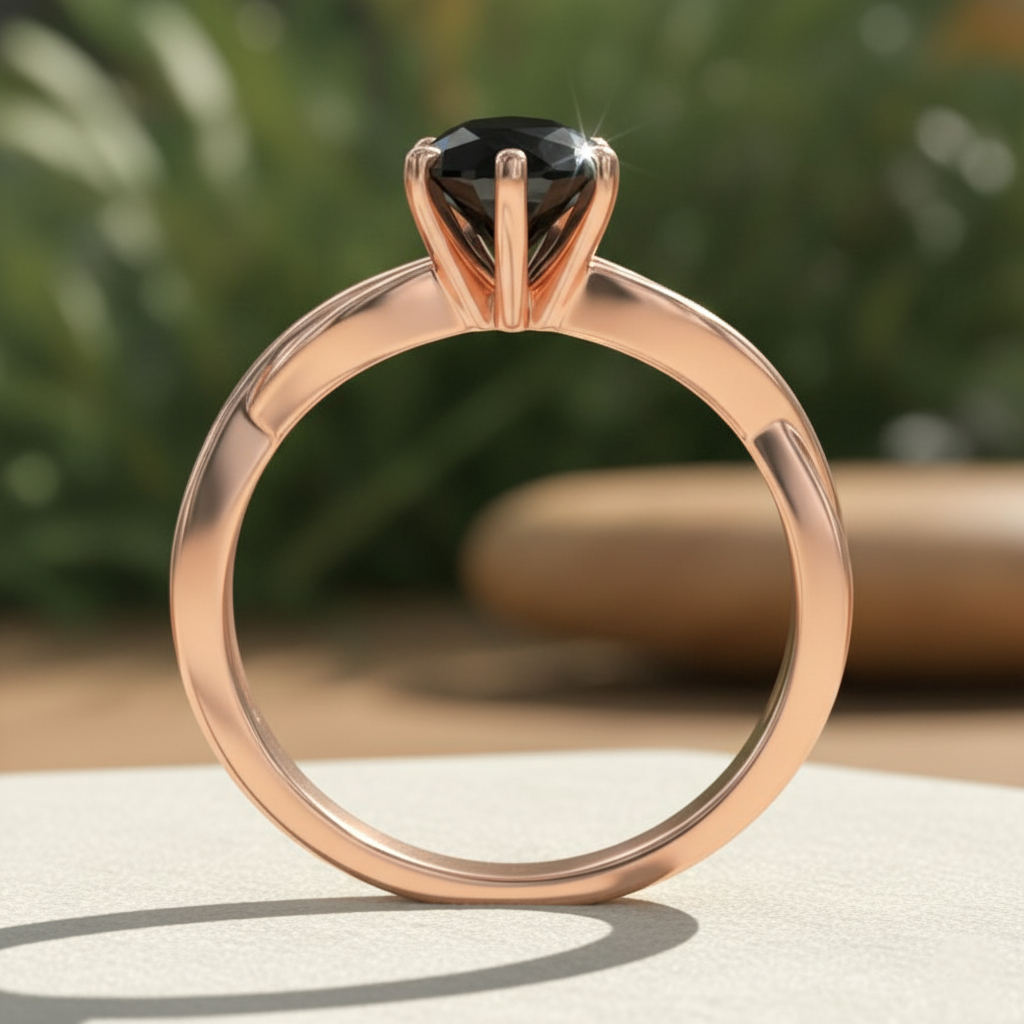 Pear Shape Black Opaque Color Diamond Swirl Engagement Ring