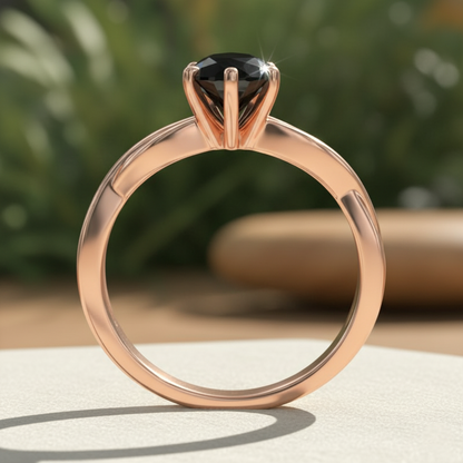 Pear Shape Black Opaque Color Diamond Swirl Engagement Ring