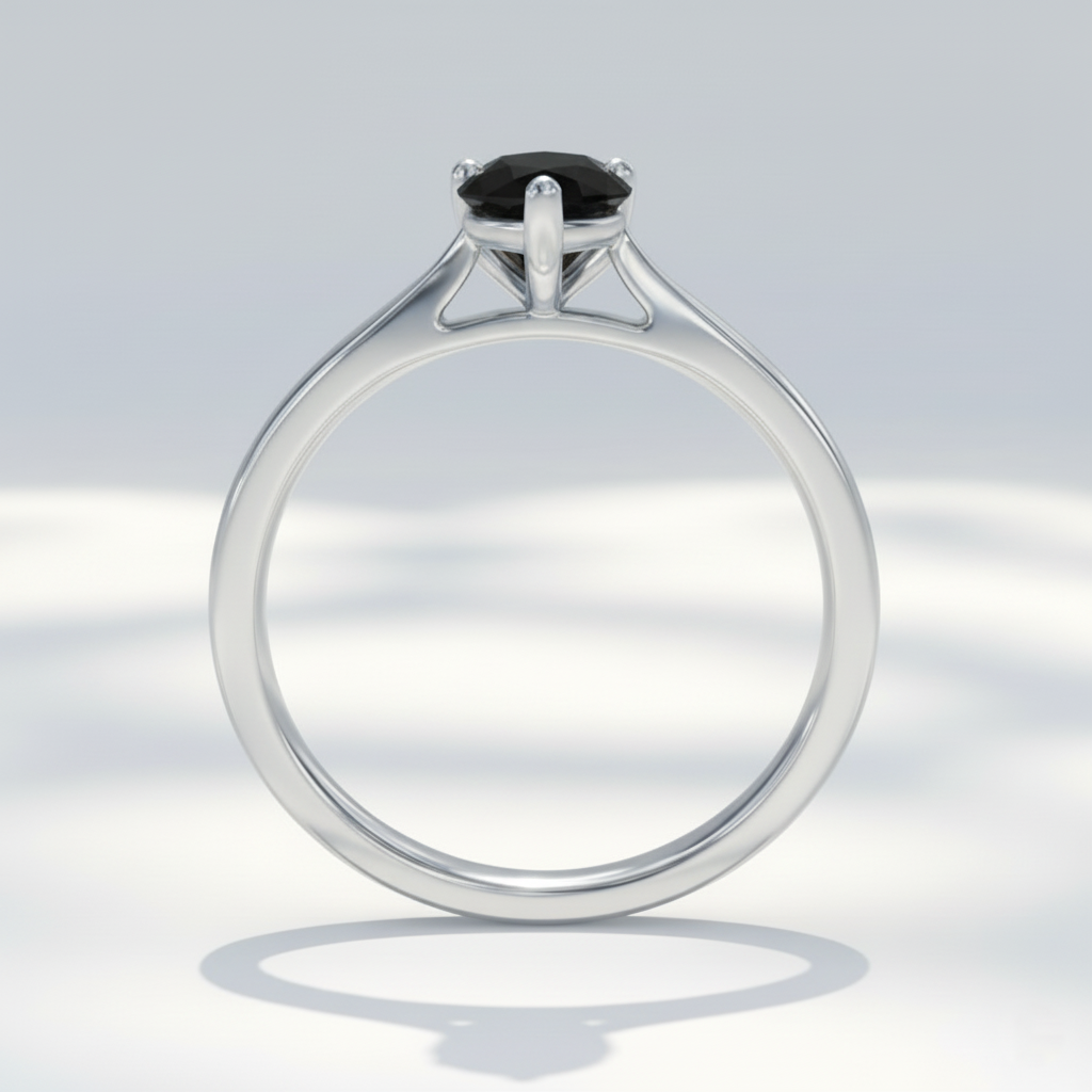 Pear Shape Black Color Prong Set Diamond Engagement Ring