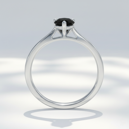 Pear Shape Black Color Prong Set Diamond Engagement Ring