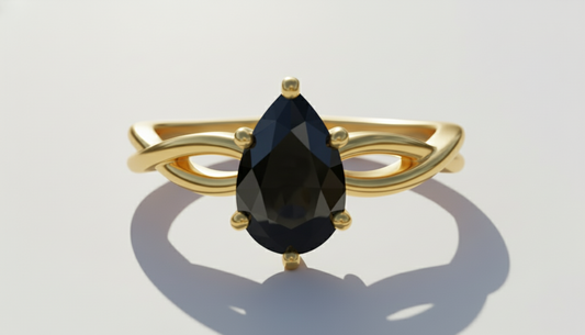 Pear Shape Black Opaque Color Diamond Swirl Engagement Ring