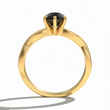 Pear Shape Black Opaque Color Diamond Swirl Engagement Ring