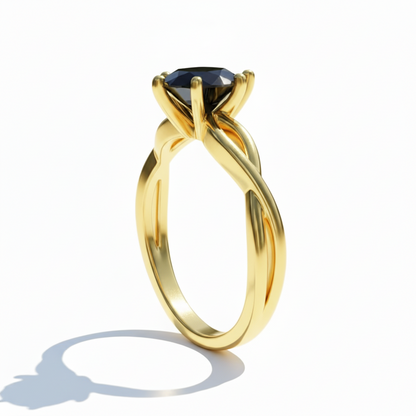 Pear Shape Black Opaque Color Diamond Swirl Engagement Ring