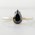 Pear Modified Cut Black Color Diamond Solid Gold Engagement Ring