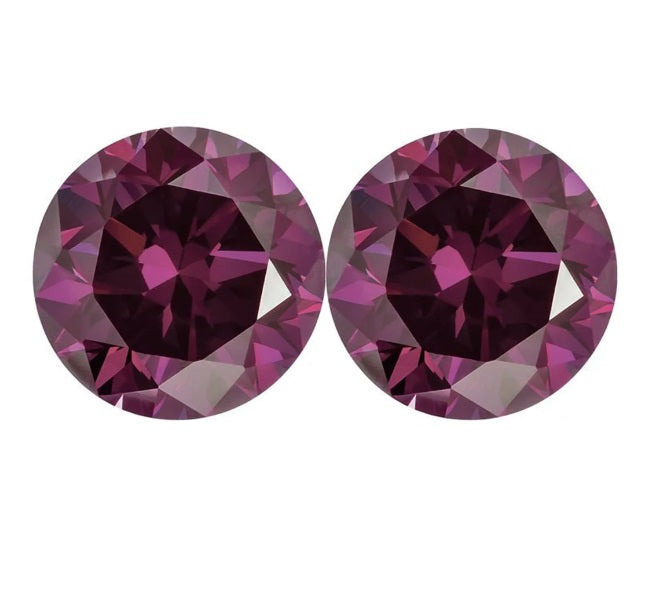 2 Pcs Fancy Pink Purple Diamond, Round Shape