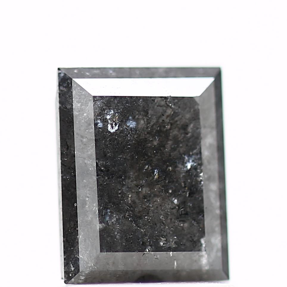 salt and pepper diamond ! 1.36 Ct 6.94 x 5.43 x 3.44 mm natural gray baguette loose diamond for engagement ring for her