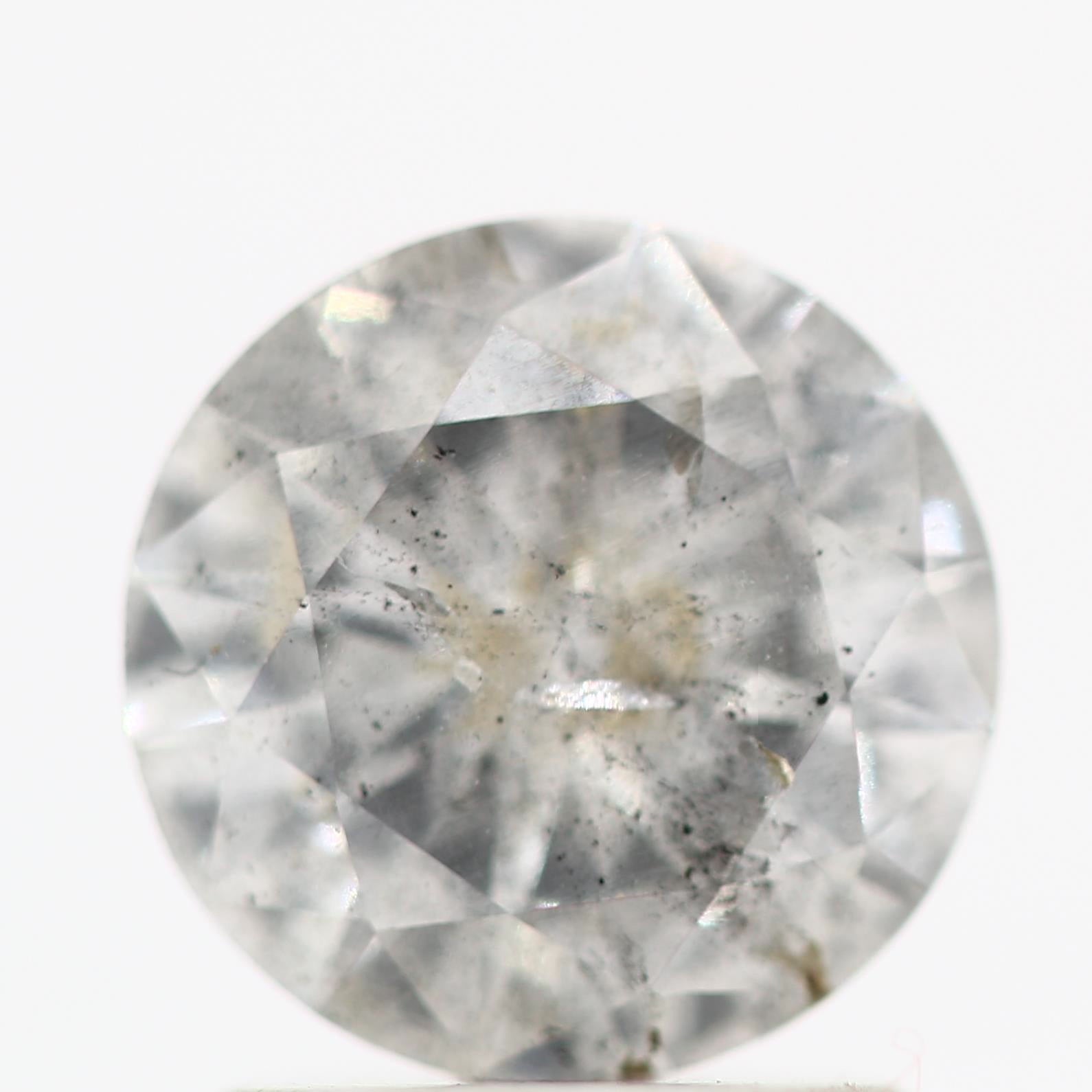 Salt And Pepper Diamond Fancy Gray Color 1.20 CT 7.10 x 3.80 MM Round Brilliant Cut Diamond ! Natural Loose Diamond ! Christmas Gift for Her