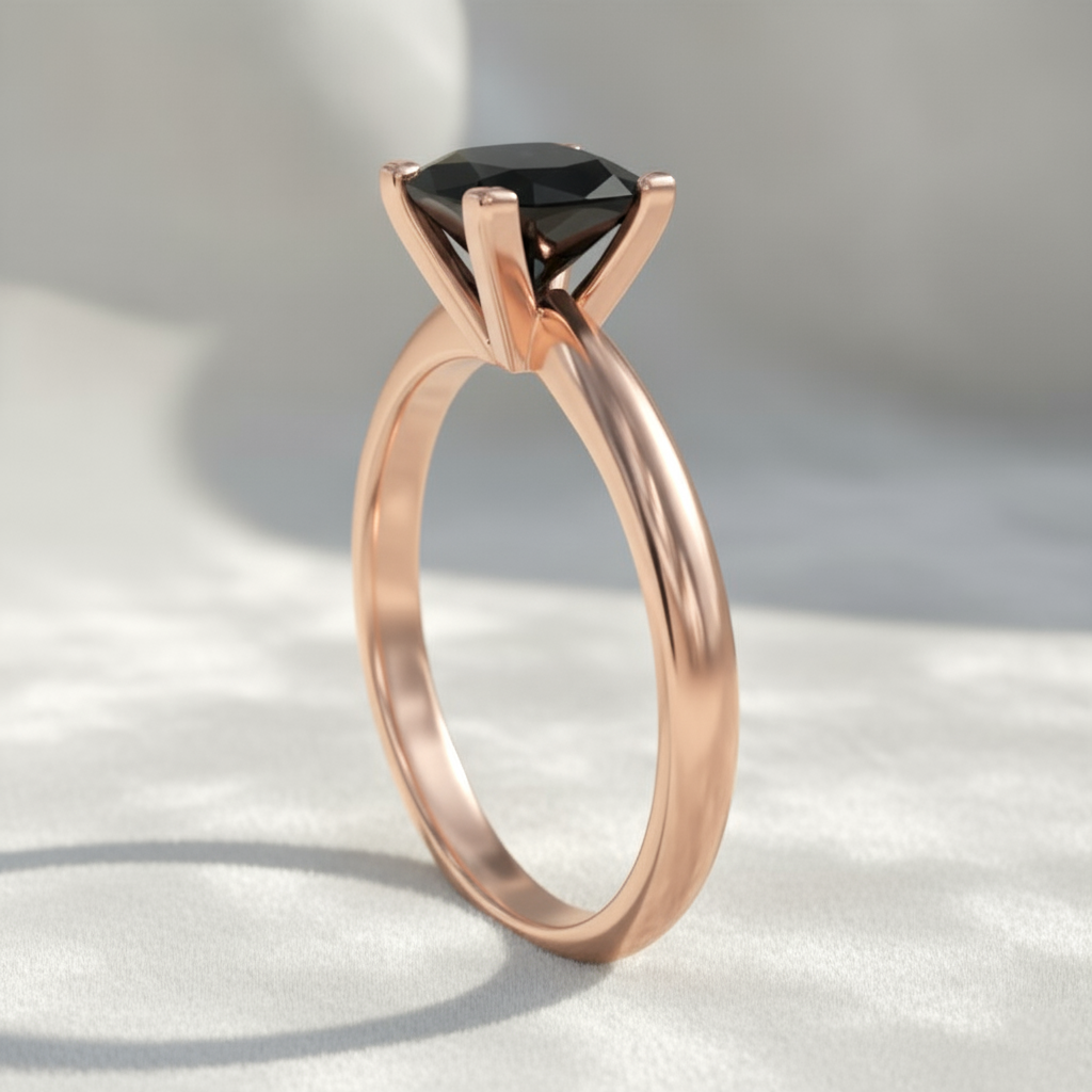 Princess Shape Black Color Diamond Engagement Ring