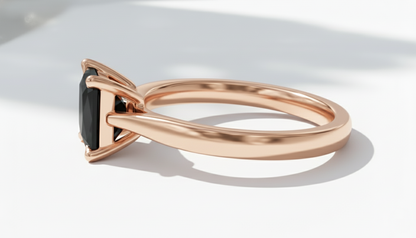 Princess Shape Black Color Diamond 4 Prong Set Engagement Ring