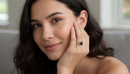 Princess Shape Black Color Diamond Engagement Ring