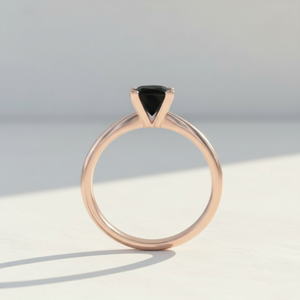 Princess Shape Black Color Diamond Engagement Ring