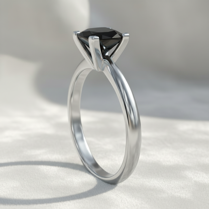 Princess Shape Black Color Diamond Engagement Ring