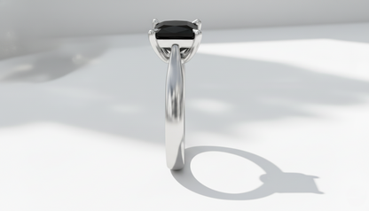 Princess Shape Black Color Diamond 4 Prong Set Engagement Ring