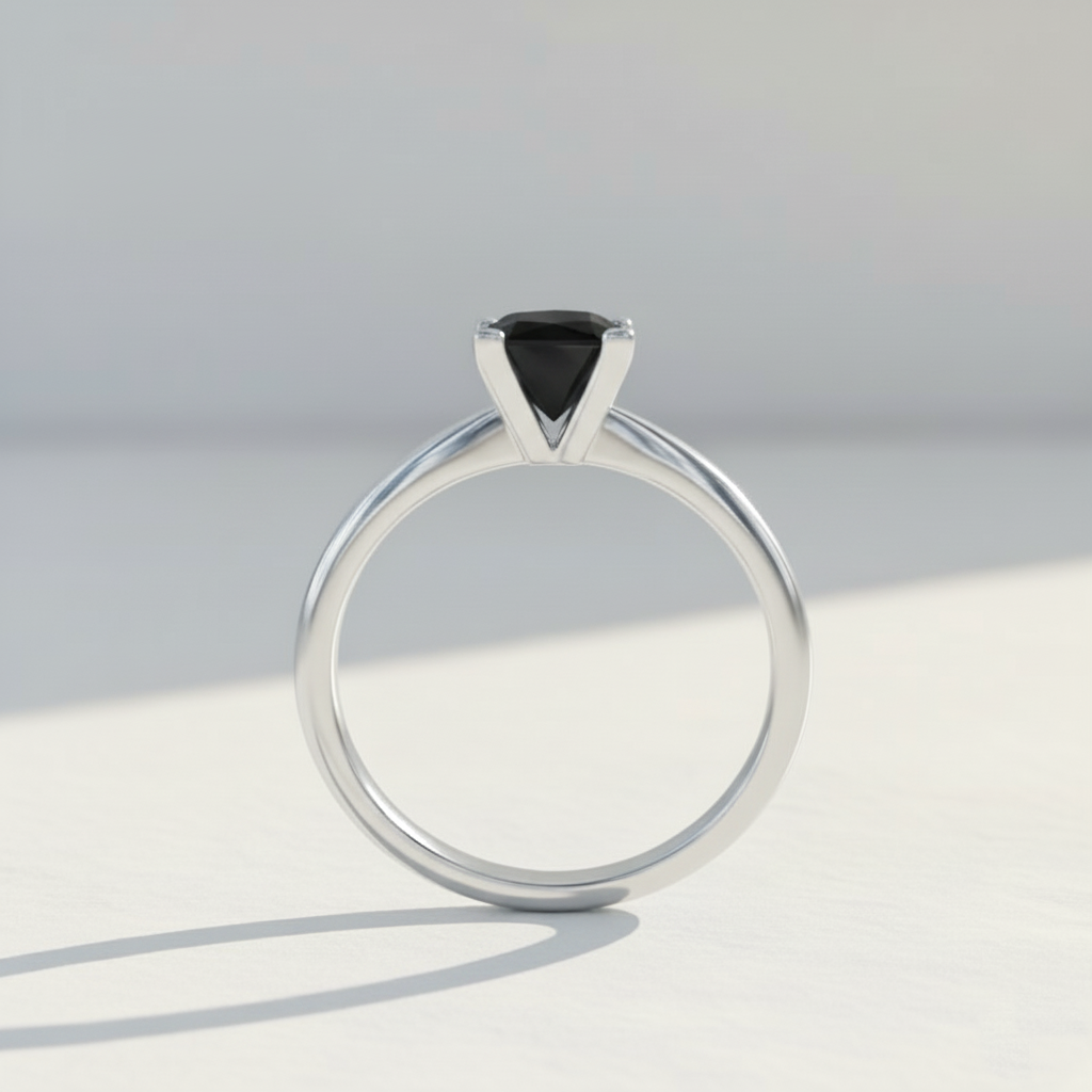 Princess Shape Black Color Diamond Engagement Ring