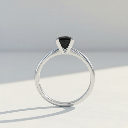 Princess Shape Black Color Diamond Engagement Ring