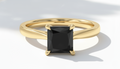 Princess Shape Black Color Diamond 4 Prong Set Engagement Ring