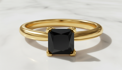 Princess Shape Black Color Diamond Engagement Ring