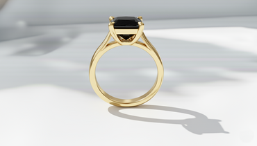 Princess Shape Black Color Diamond 4 Prong Set Engagement Ring