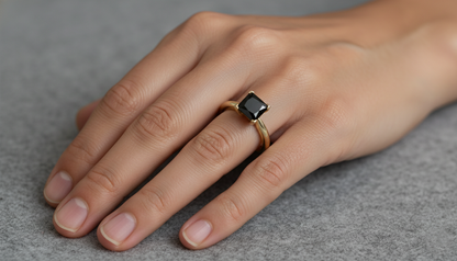 Princess Shape Black Color Diamond Engagement Ring