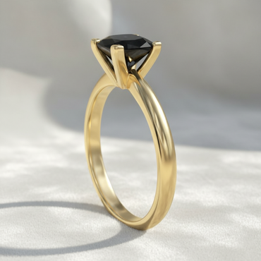 Princess Shape Black Color Diamond Engagement Ring