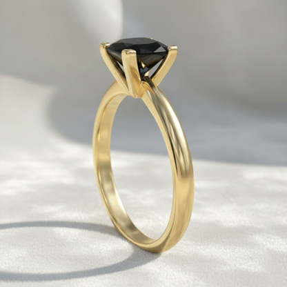 Princess Shape Black Color Diamond Engagement Ring