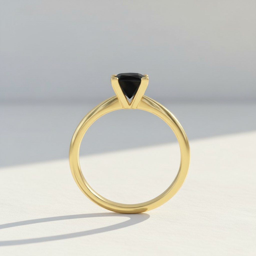 Princess Shape Black Color Diamond Engagement Ring