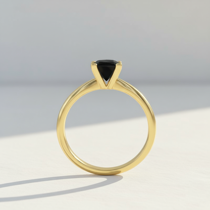 Princess Shape Black Color Diamond Engagement Ring