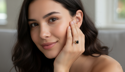 Princess Shape Black Color Diamond Engagement Ring