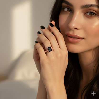 Radiant Shape Black Color Diamond Bazel Set Engagement Ring