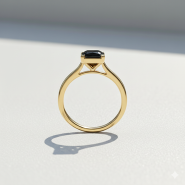 Radiant Shape Black Color Diamond Bazel Set Engagement Ring