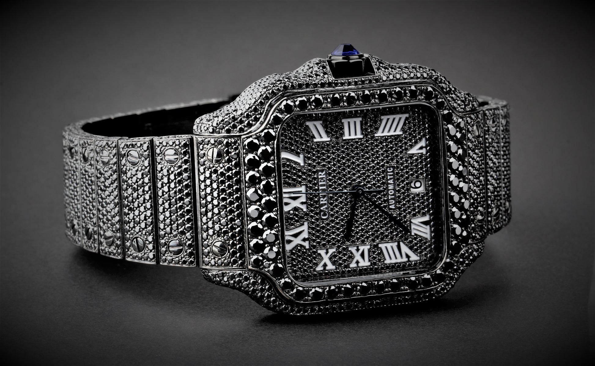 Luxury Watch Real Black Moissanite Diamond Watch, Handmade Stainless Steel Watch For Men/Women, Hip Hop Watch, Iced Out Watch Gift for Love