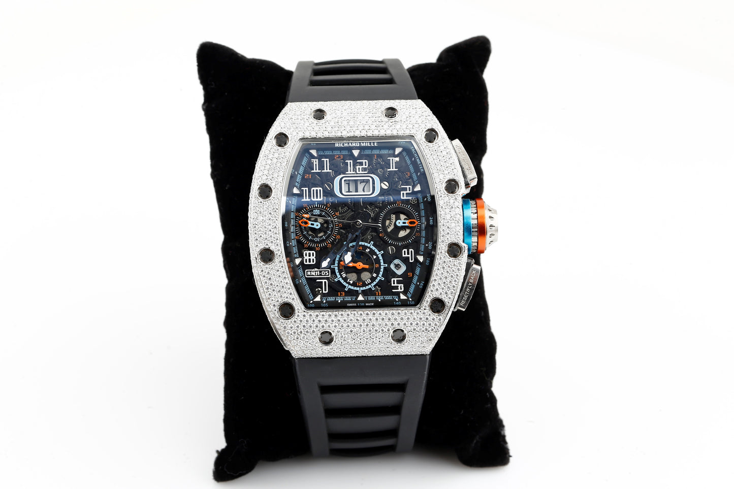 Luxurious White VVS Moissanite Diamonds Iced Out Silicon Strap Hip Hop Watch