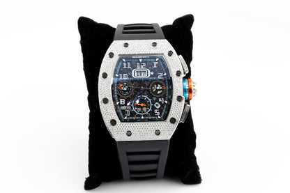 Luxurious White VVS Moissanite Diamonds Iced Out Silicon Strap Hip Hop Watch