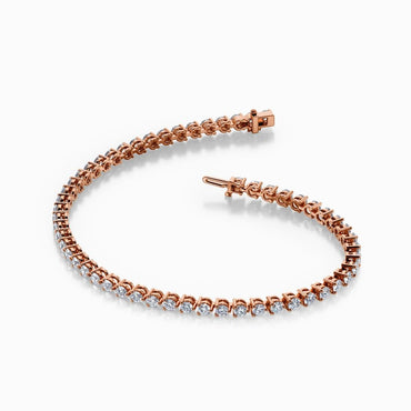 18Kt. Rose Gold Majestic Precious Round Lab Diamond 7 Inch Long Tennis Bracelet