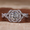 Round Cut Lab Grown White Diamond Engagement-Gold Halo-Ring