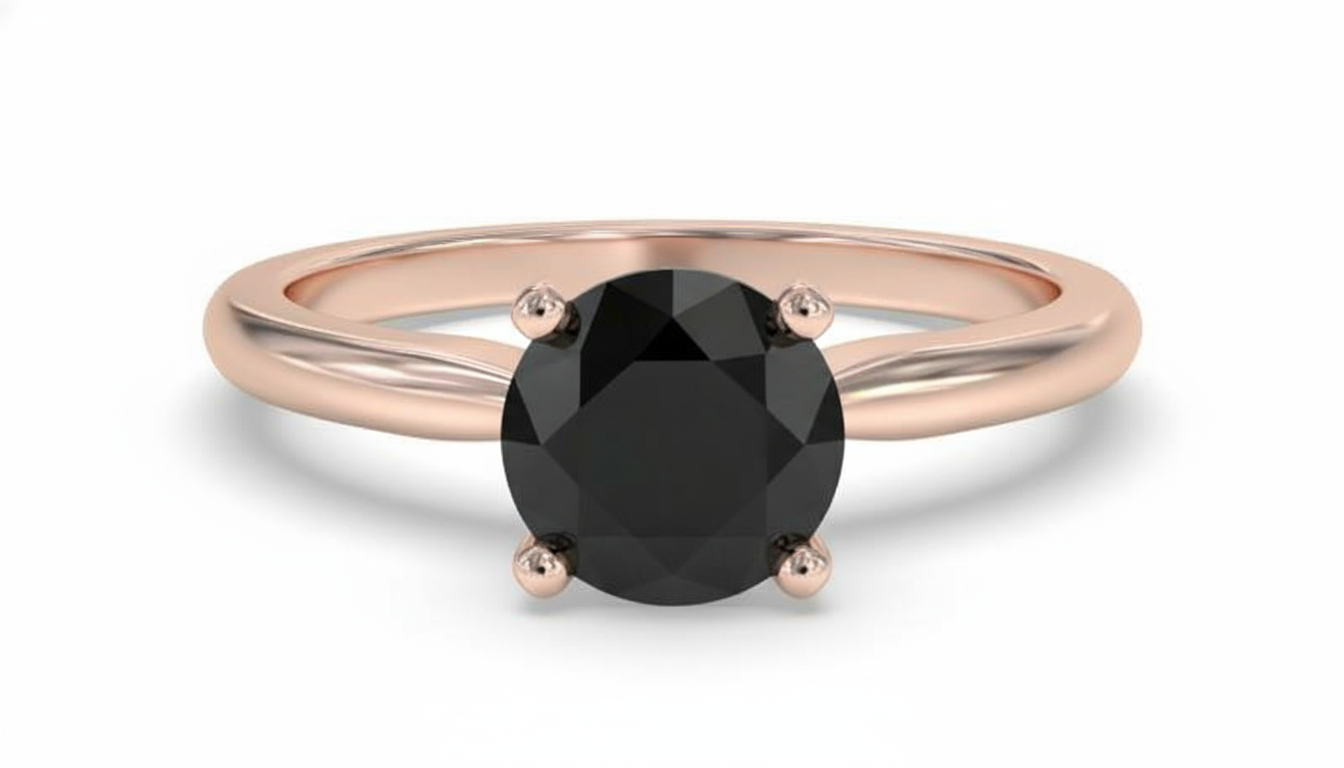 Round Shape Black Color Diamond Engagement Ring
